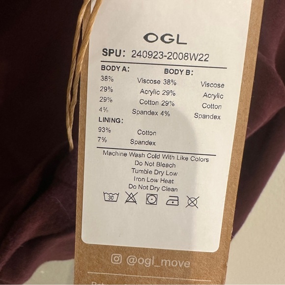 OGL Move Burgundy Long Sleeve Cropped Twist Top Stretch Athleisure - Picture 4 of 5